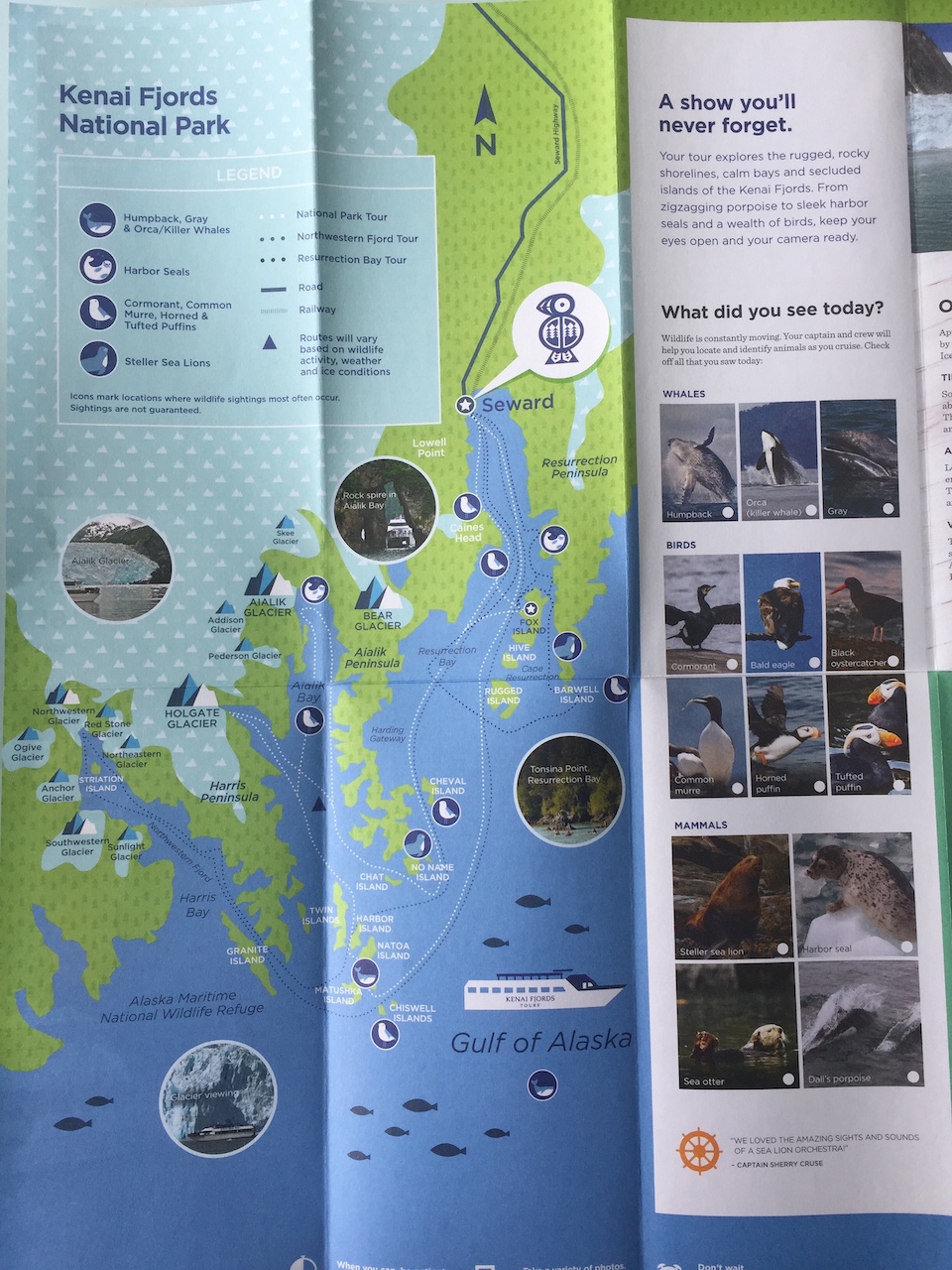 Map for Kenai Tjords Tour